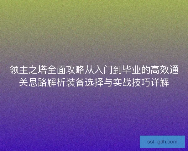 领主之塔全面攻略从入门到毕业的高效通关思路解析装备选择与实战技巧详解